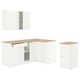 KNOXHULT white corner kitchen unit, oak countertop, durable melamine and laminate, efficient storage.