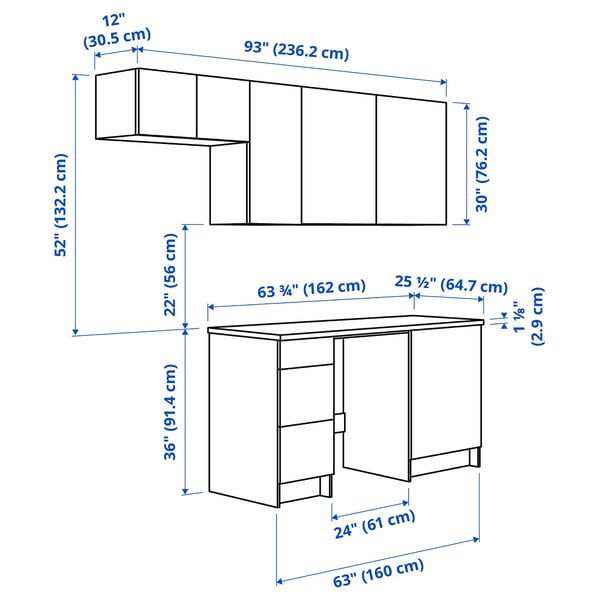 KNOXHULT Kitchen, oak effect, 93x24x88 "