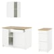 White KNOXHULT kitchen set with wood top, cabinets, drawers, counter.