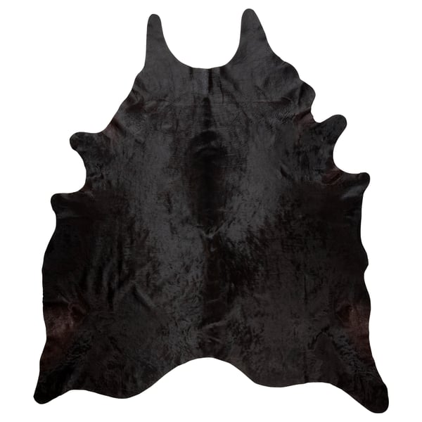 KOLDBY black cowhide rug, natural hide with unique patterns, durable and textured, suitable for floors or walls.