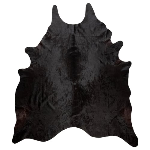 KOLDBY black cowhide rug, natural hide with unique patterns, durable and textured, suitable for floors or walls.