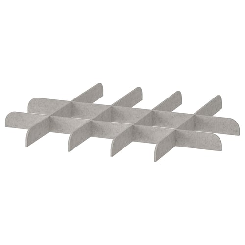 KOMPLEMENT shoe rack, grey, cardboard, 5 slots, simple design.