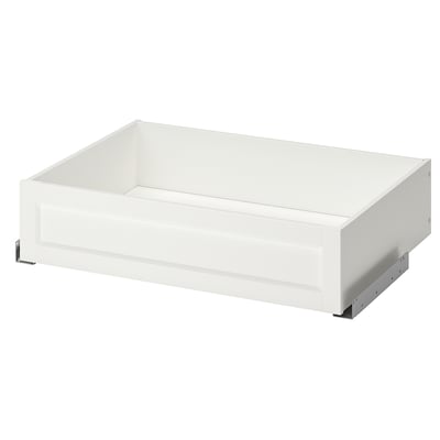 Rectangle white drawer with clean lines and no handles. Perfect for storage.