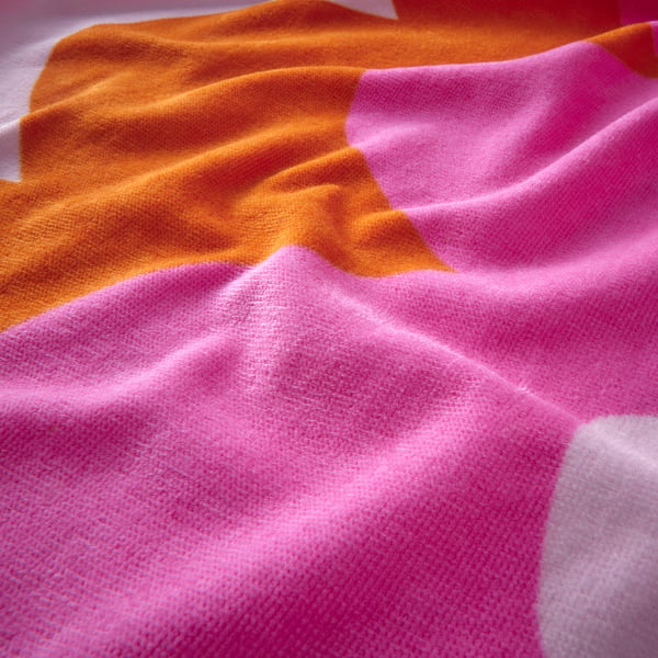 KONBJÖRNBÄR Beach towel, pink/orange, 39x71 "