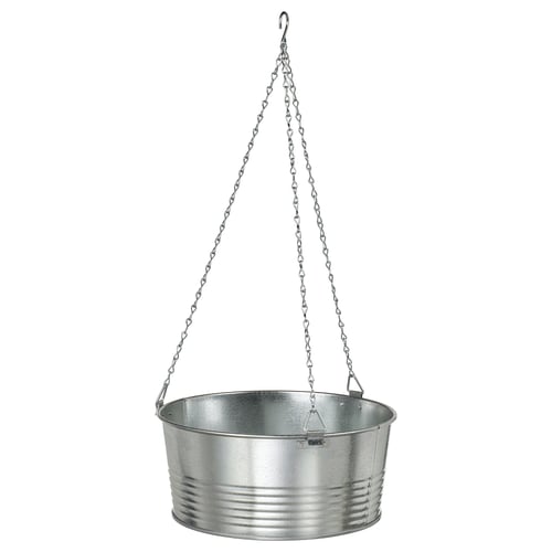 KORKGRAN Hanging planter, indoor/outdoor/galvanized, 10 ¾ "