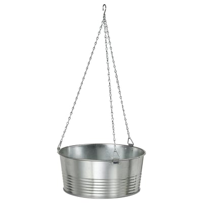 KORKGRAN Hanging planter, indoor/outdoor/galvanized, 10 ¾ "