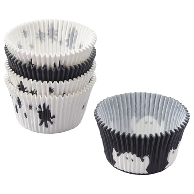 Halloween-themed baking cups: KUSTFYR, black & white, paper.