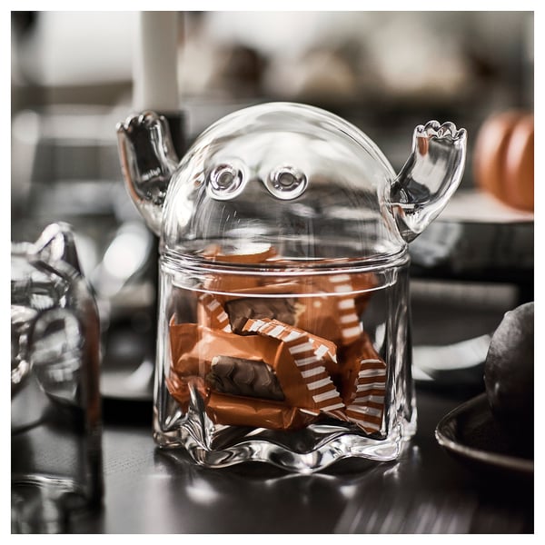 KUSTFYR Bowl with lid, ghost clear glass, 5 "