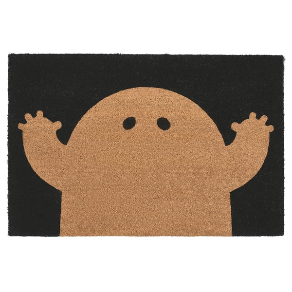 KUSTFYR Door mat, ghost pattern black/natural, 2 ' 0 "x2 ' 11 "