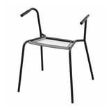 A black LÄKTARE chair with a metal frame and a glass seat. It a minimalist design with straight lines and supportive handles on the backrest.