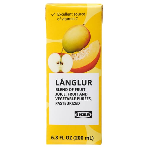 IKEA LÅNGLUR box: mango, pumpkin, apple smoothie. Excellent c vitamin source. 6. 8 fl oz.