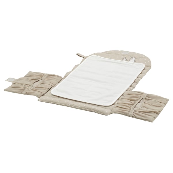 LEN Changing pad, beige/dot pattern foldable, 27 1/2x13 3/4 "