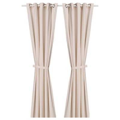 LENDA Curtains with tie-backs, 1 pair, light pink/with eyelets, 55x98 "