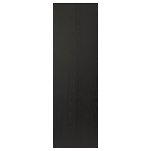 A black LERHYTTAN kitchen cabinet door featuring a solid wood frame with bevelled edges. It has a traditional, warm design with a dark finish.