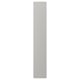 A vertical grey kitchen cabinet door, classic design, solid wood frame, birch veneer panel, bevelled edges.
