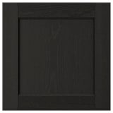 LERHYTTAN black kitchen cabinet door with bevelled solid wood frame and ash veneer panel.