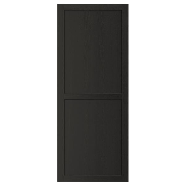 LERHYTTAN black kitchen cabinet door with wood frame and veneer panel, rectangular shape, timeless design.