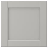 A grey LERHYTTAN kitchen cabinet door with a solid wood frame and veneer panel.