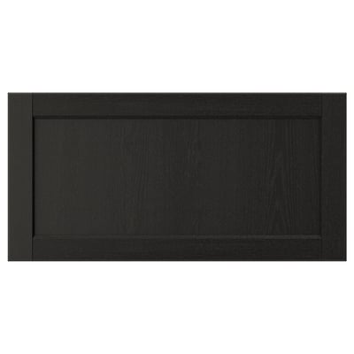LERHYTTAN black kitchen cabinet, solid wood, rectangular, bevelled edges.