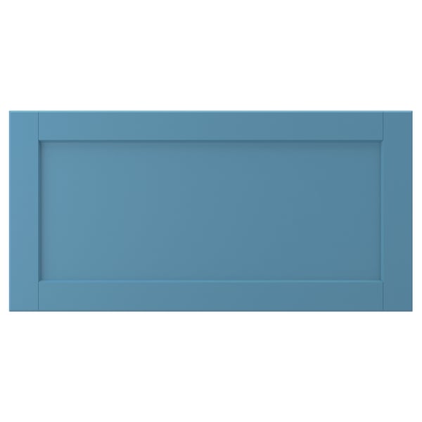 LERHYTTAN blue wooden drawer front, rectangle with bevelled edges, birch veneer panel.