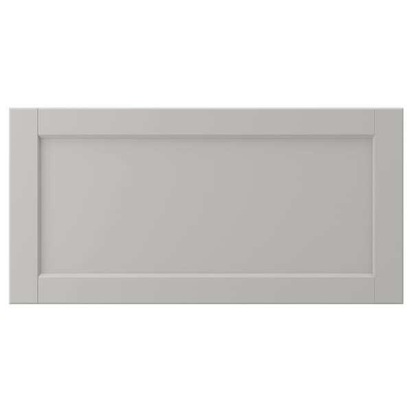LERHYTTAN grey kitchen cabinet, classic wood frame, bevelled edges, birch veneer panel.