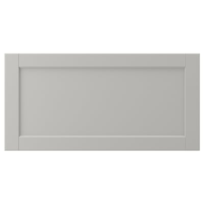 LERHYTTAN grey kitchen cabinet, classic wood frame, bevelled edges, birch veneer panel.