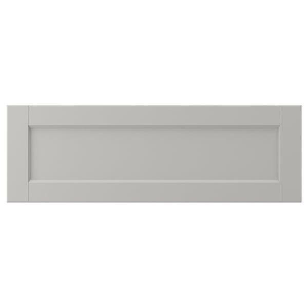 LERHYTTAN: light grey, rectangular kitchen cabinet with bevelled edges and inset veneer panel.