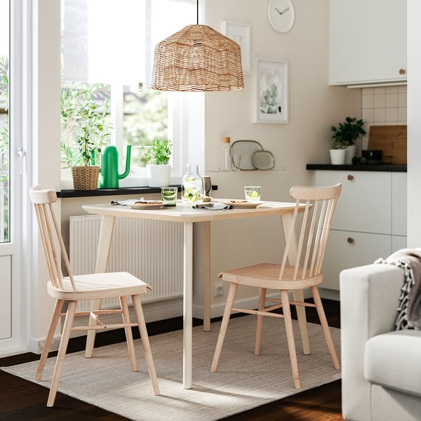 LISABO / HÖGVED Table and 2 chairs, ash veneer/birch veneer, 34 5/8 "