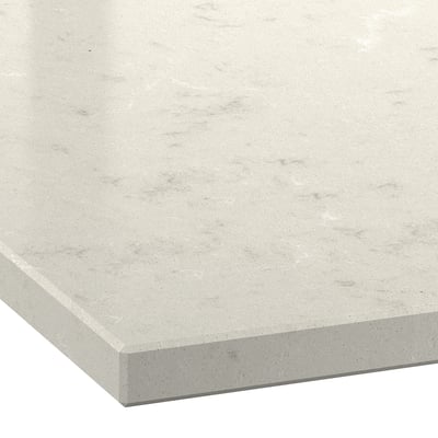 LOCKEBO Custom countertop, light gray white/gray/marble effect glass composite, 1 1/8 "