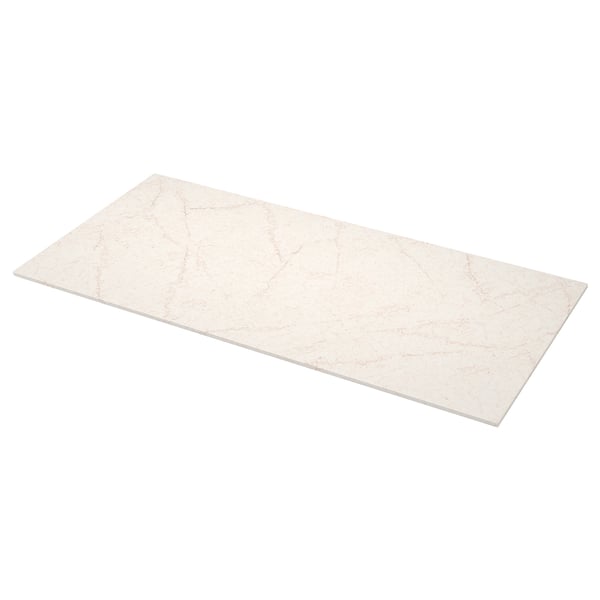 LOCKEBO Custom countertop, off-white/beige marble effect/glass composite, 1 1/8 "