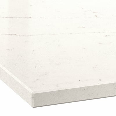 LOCKEBO Custom countertop, off-white brown/marble effect glass composite, 3/4 "