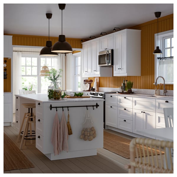 LOCKEBO Custom countertop, off-white gray marble effect/glass composite, 1 1/8 "