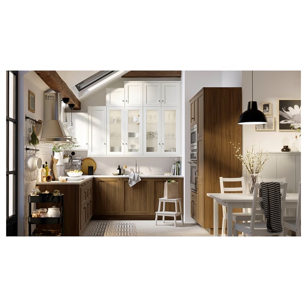 LOCKEBO Custom countertop, off-white marble effect/glass composite, 1 1/8 "