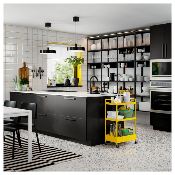 LOCKEBO Custom countertop, white marble effect/glass composite, 1 1/8 "
