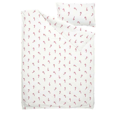 LÖVSÅNGARE Duvet cover and pillowcase(s), candy cane pattern, Twin