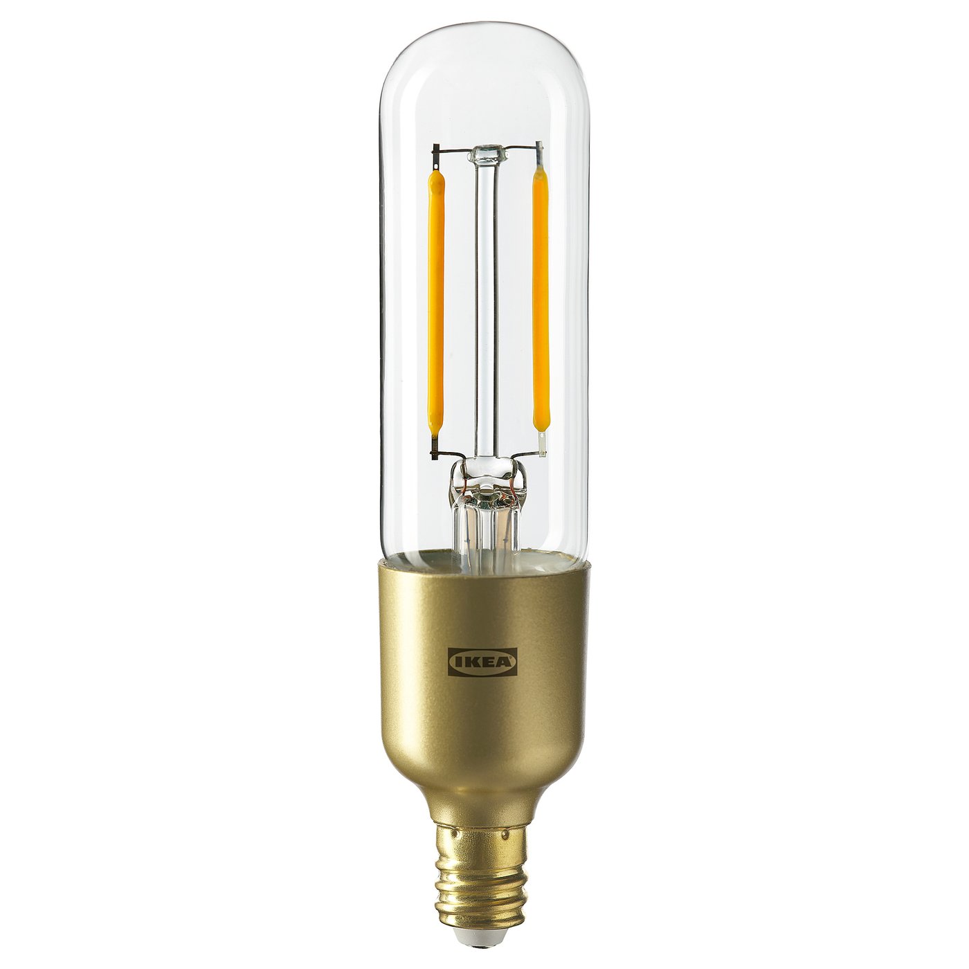 Ikea LUNNOM bulb, clear glass, gold base, retro style, led light.