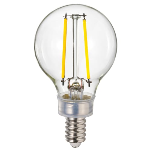 LUNNOM lightbulb, clear glass globe, yellow filaments, e12 base, retro design.