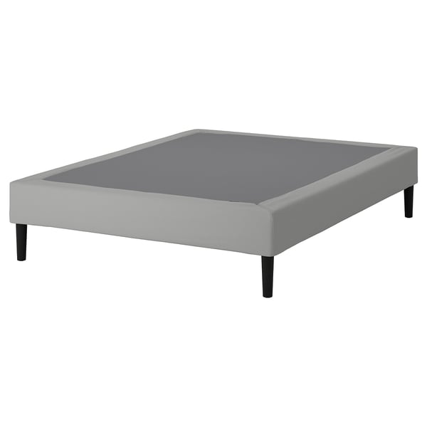 LYNGÖR Slatted mattress base with legs, dark gray, Queen
