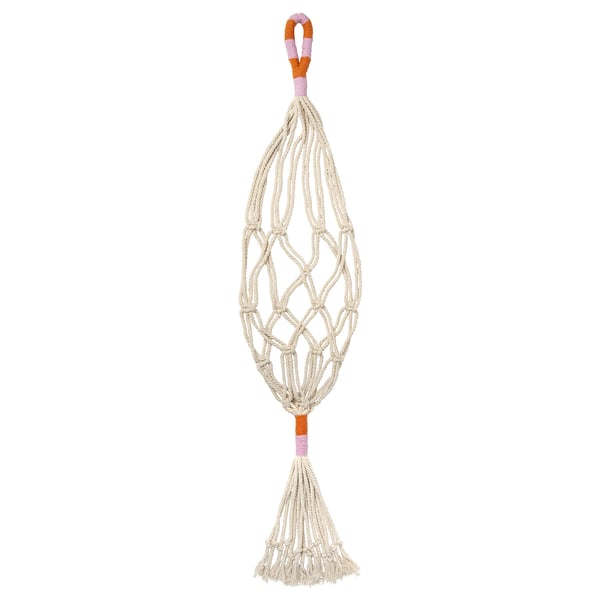 White macramé plant hanger by IKEA, handmade in india for various pots.