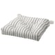 MALINDA chair pad, white with grey stripes, thick cushioned, rectangular shape, machine washable.