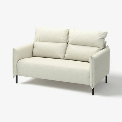MANNARP light grey sofa, modern design, high back, comfy cushions, metal legs.