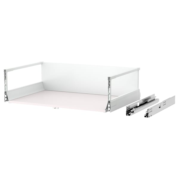 MAXIMERA white drawer with metal runners, fully extendable, sleek design.