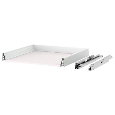 MAXIMERA white drawer with runners, fully extendable, soft-closing mechanism.
