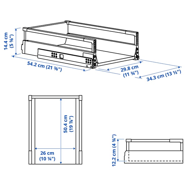 Illustration with measurements for the product: MAXIMERA.