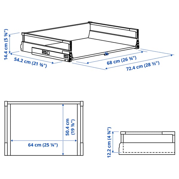 Illustration with measurements for the product: MAXIMERA.