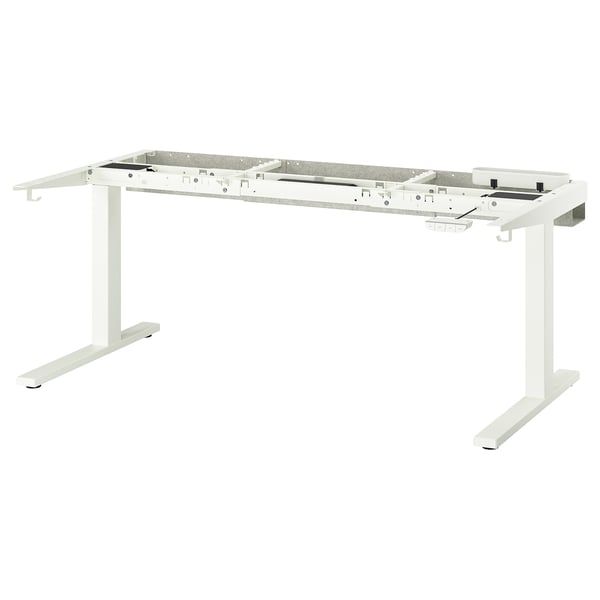 MITTZON white adjustable desk base, metal with plastic parts, l-shaped legs, for sit/stand tables.