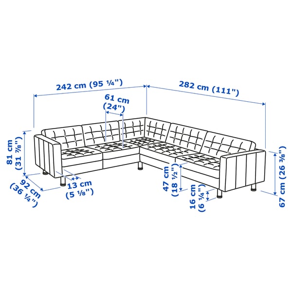Illustration with measurements for the product: MORABO.