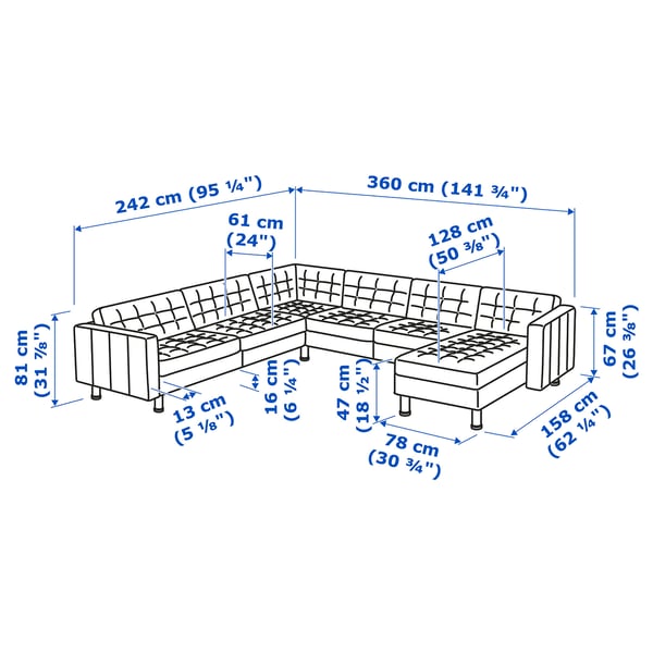 Illustration with measurements for the product: MORABO.