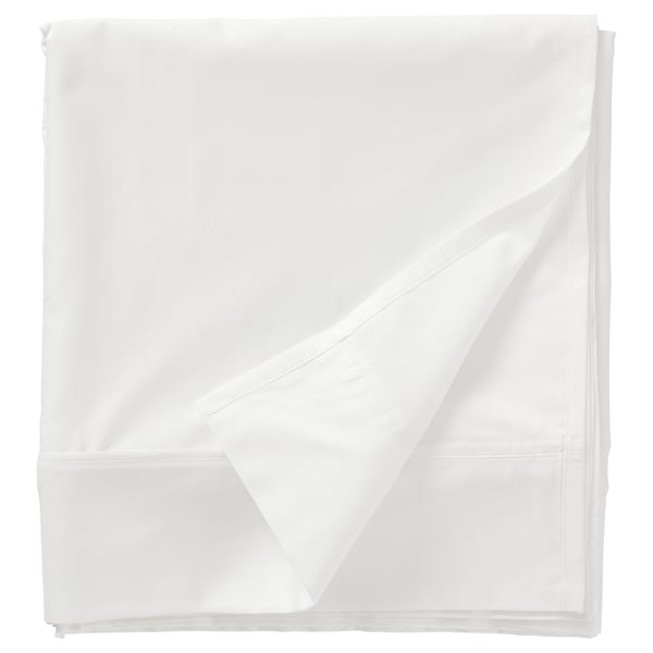 NATTJASMIN white bedsheet, sateen-woven, cotton and lyocell, ultra-soft, plain, rectangular.