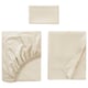 NATTJASMIN bedding set in beige, featuring silky soft sheet, fitted sheet, and pillowcase, sateen-woven with cotton and lyocell for luxurious comfort.